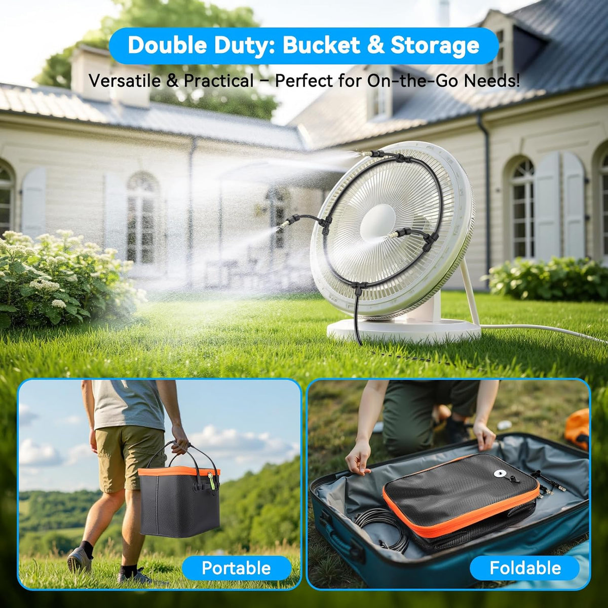 Portable Outdoor Misting System – 20 L Tank, 26 ft Hose