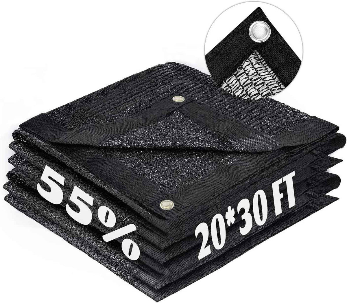LOVE STORY 20x30FT 55% Black Shade Cloth Sun Shade Net with Grommets Sunblock Net Mesh Tarp for Garden,Plants Cover,Greenhouse and Patio