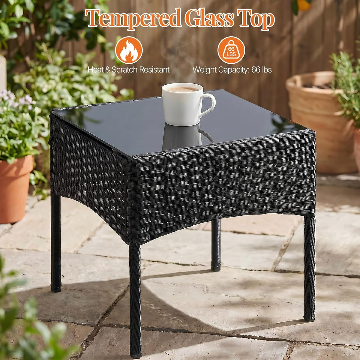 Sweetcrispy Outdoor Wicker Bistro Set, Patio Furniture 3-Piece, Black