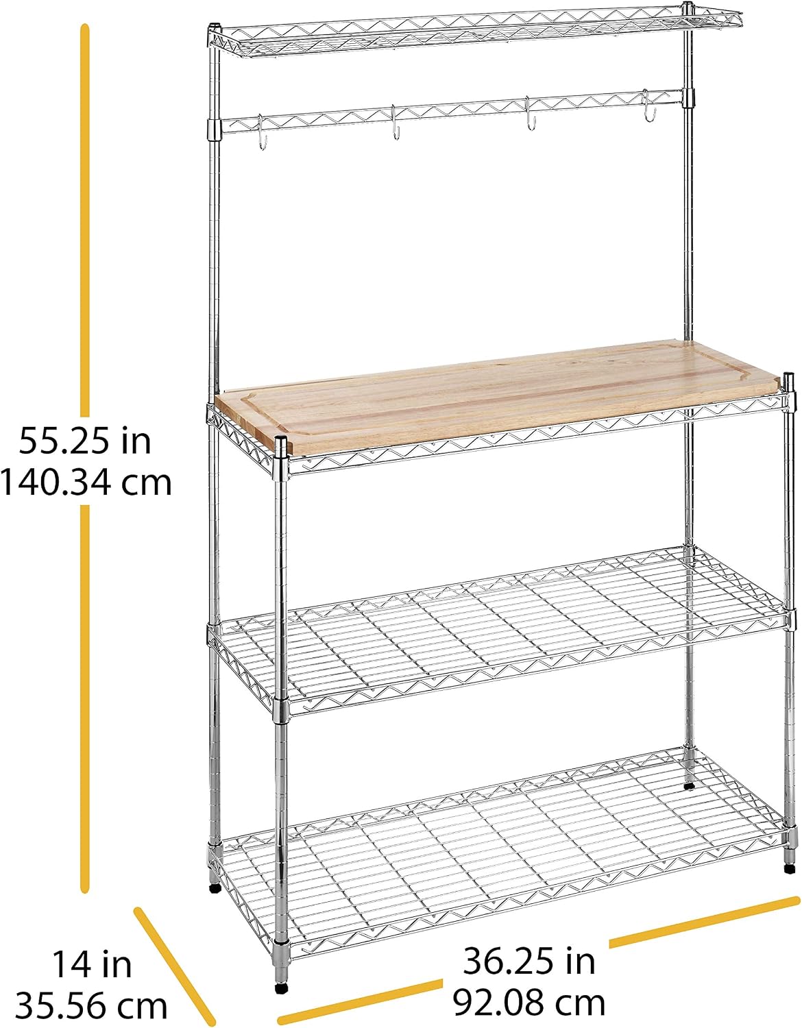Whitmor Supreme Baker’s Rack with Food Safe Removable Wood Cutting Board - Chrome