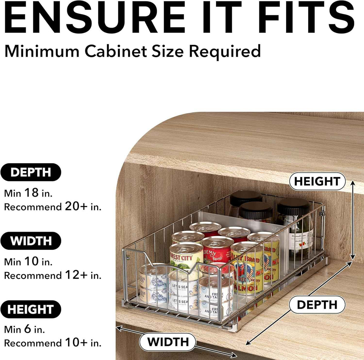 Simple Houseware Pull-Out Cabinet Sliding Basket, Chrome