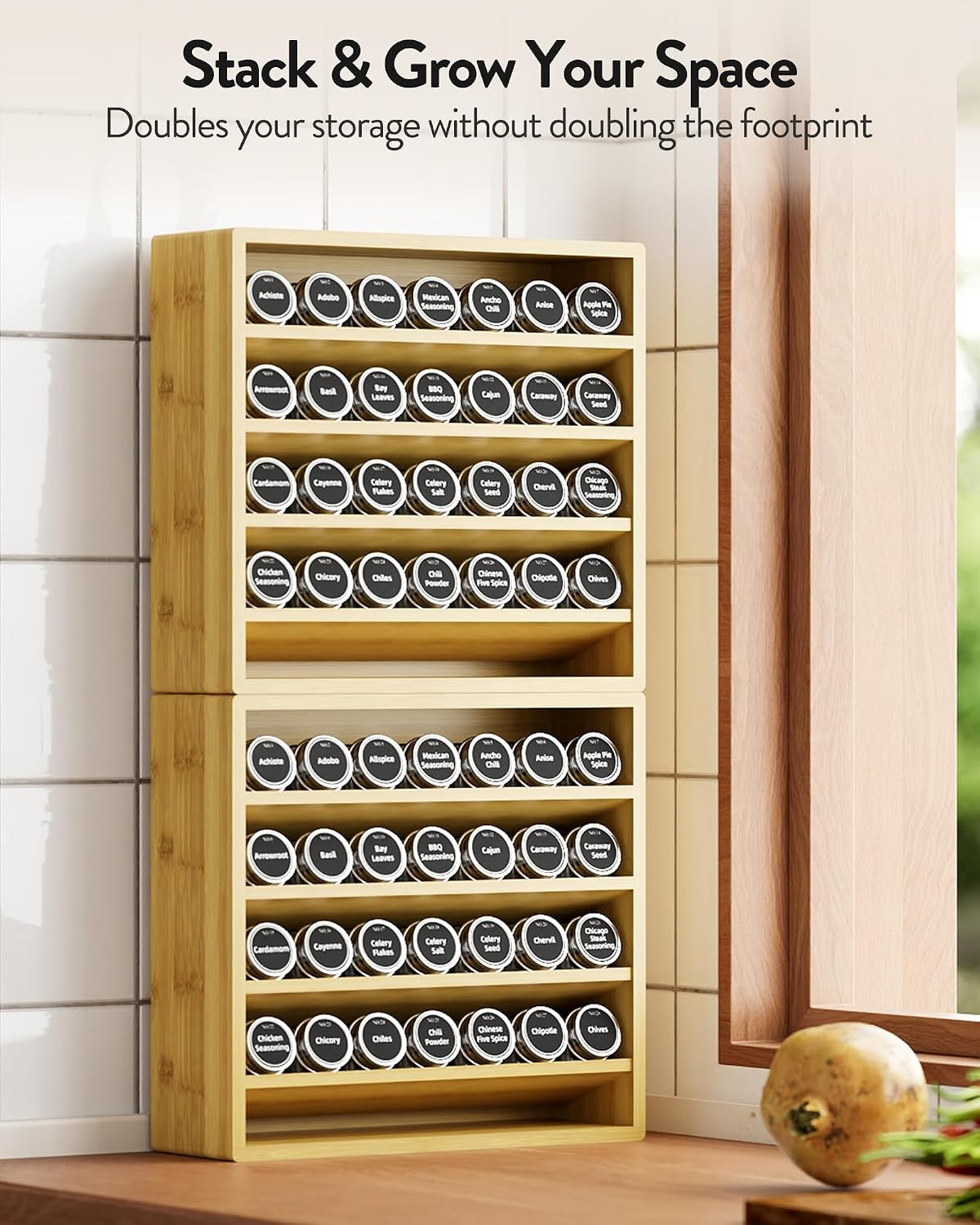 4-Tier Spice Rack Organizer for Cabinet - Field & Nook