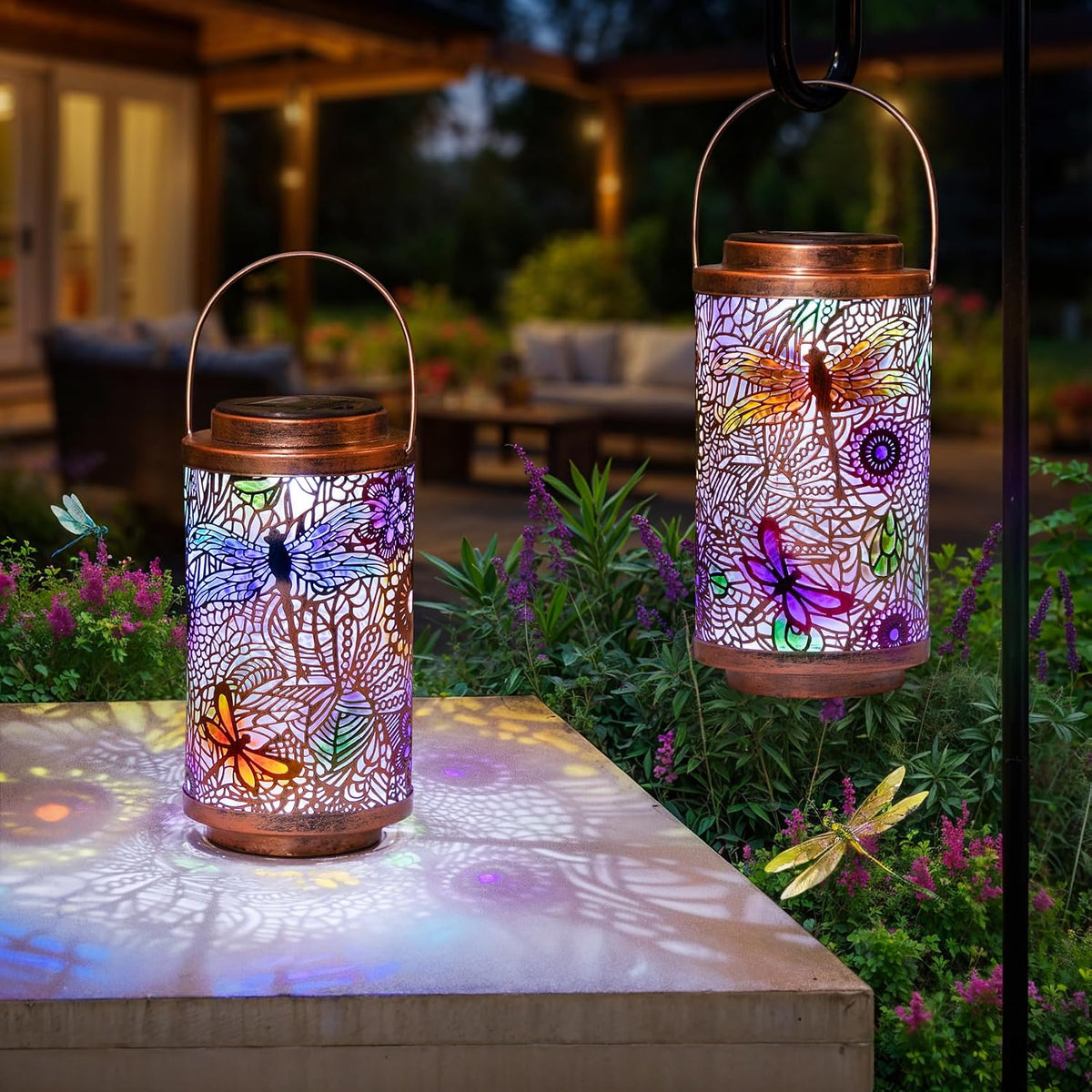 Waterproof Solar Dragonfly Lanterns – Multicolor, 2 Pack