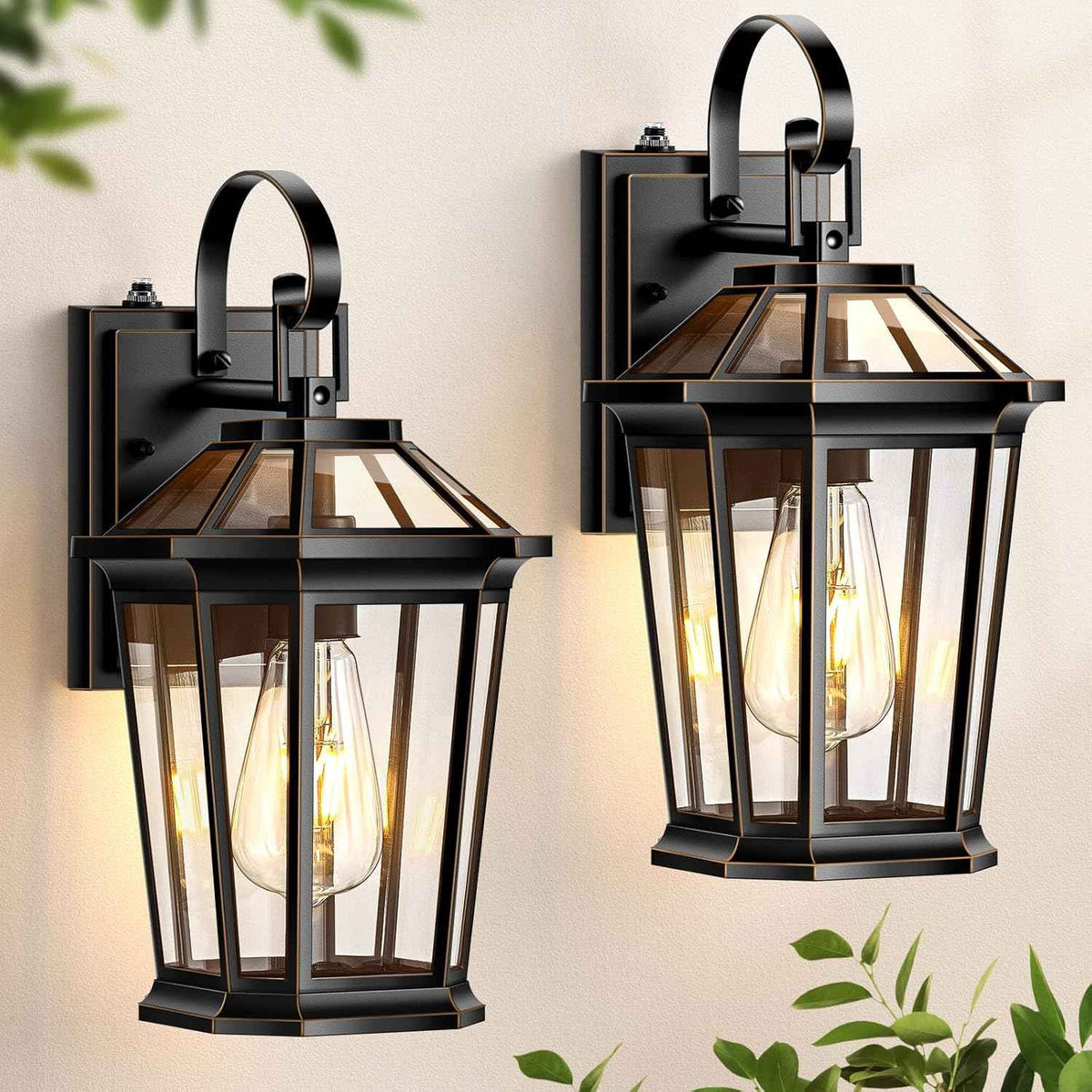 VIANIS Dusk to Dawn Exterior Light Fixture, Waterproof Outdoor Wall Sconce Porch Light for House, 100% Anti-Rust Aluminum Outside House Lights, Farmhouse Coach Lantern for Garage, Front Door 2Pcs