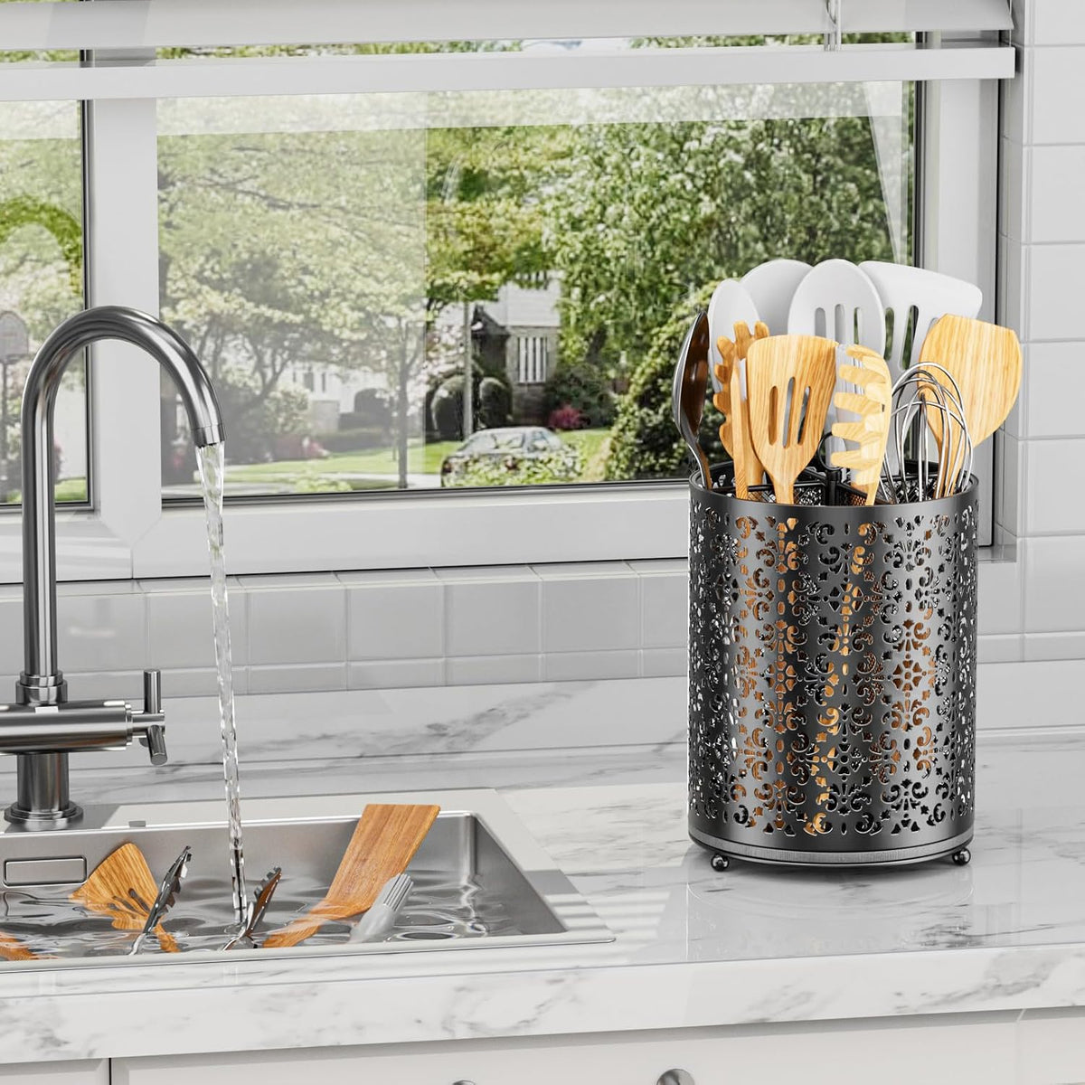 Rotating Utensil Holder, Extra Large, Black