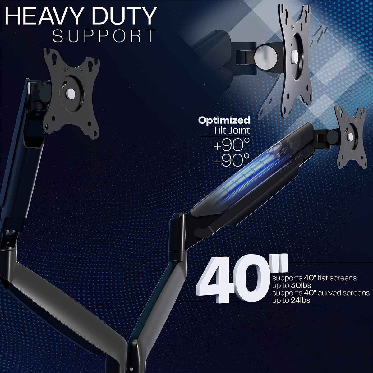 VIVO Premium Aluminum Heavy Duty Dual Monitor Arm for Ultrawide Monitors up to 40 inches and 30 lbs Each, Desk Mount Stand, Pneumatic Height, Max VESA 100x100, Black, STAND-V220Q