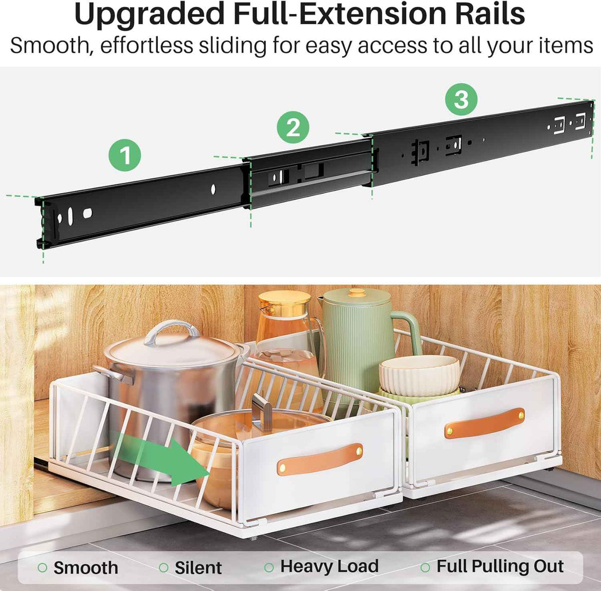 Pull out Cabinet Organizer,Heavy Duty Slide out Pantry Shelves Drawer