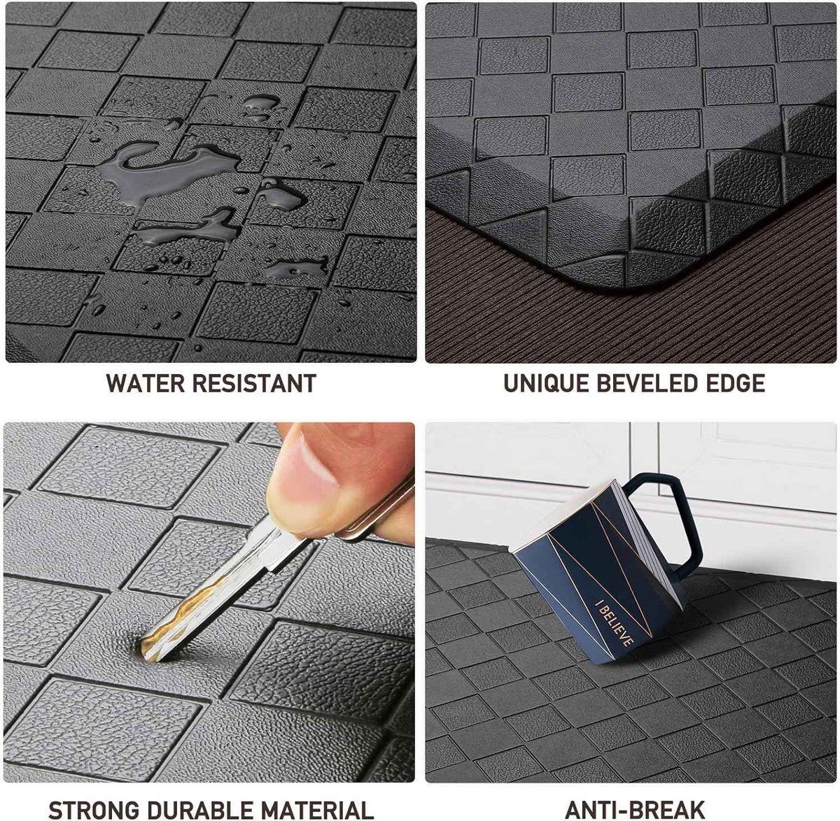 HappyTrends Kitchen Mats for Floor Cushioned Anti-Fatigue Kitchen Rugs | Thick,Soft and Waterproof Non-Slip Mats and Rugs Heavy Duty Ergonomic Comfort Rug for Floor,Office,Sink,Laundry