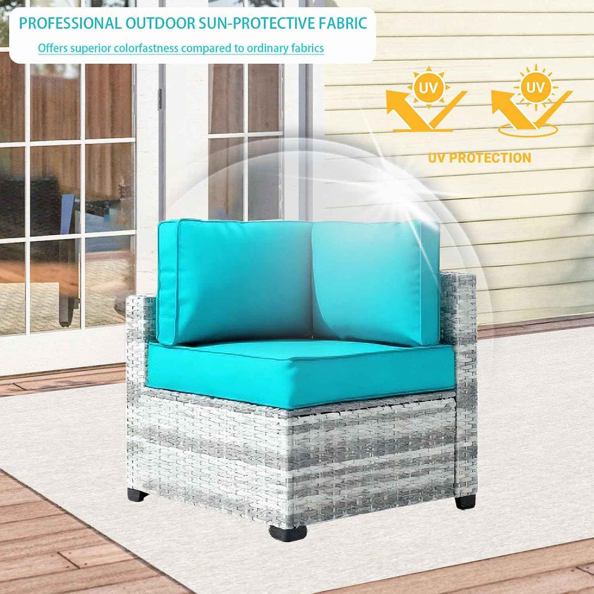 Outdoor Cushion Covers for Patio Furniture, Patio Cushion Covers Replacement with Zipper, Waterproof & Fade Resistant,Only Cover (Lake Blue, 25.6Lx25.6Wx4H - Only Covers)