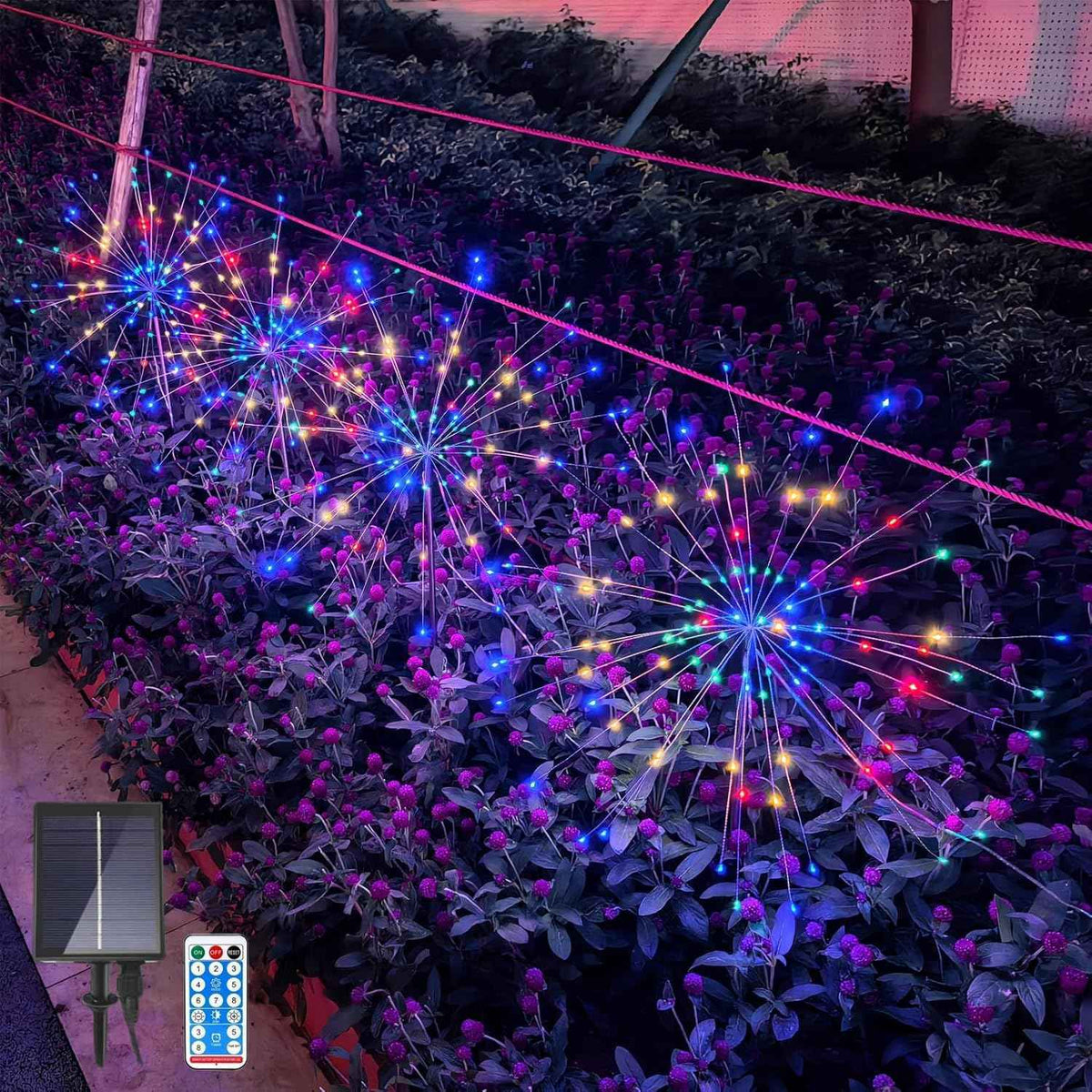 Solar Garden Firework Lights Outdoor, 4 Pack 360 LED 8 Lighting Modes Waterproof Landscape Decorative Sparklers Twinkling Starburst Lights for Yard Pathway Walkway Christmas, Colorful