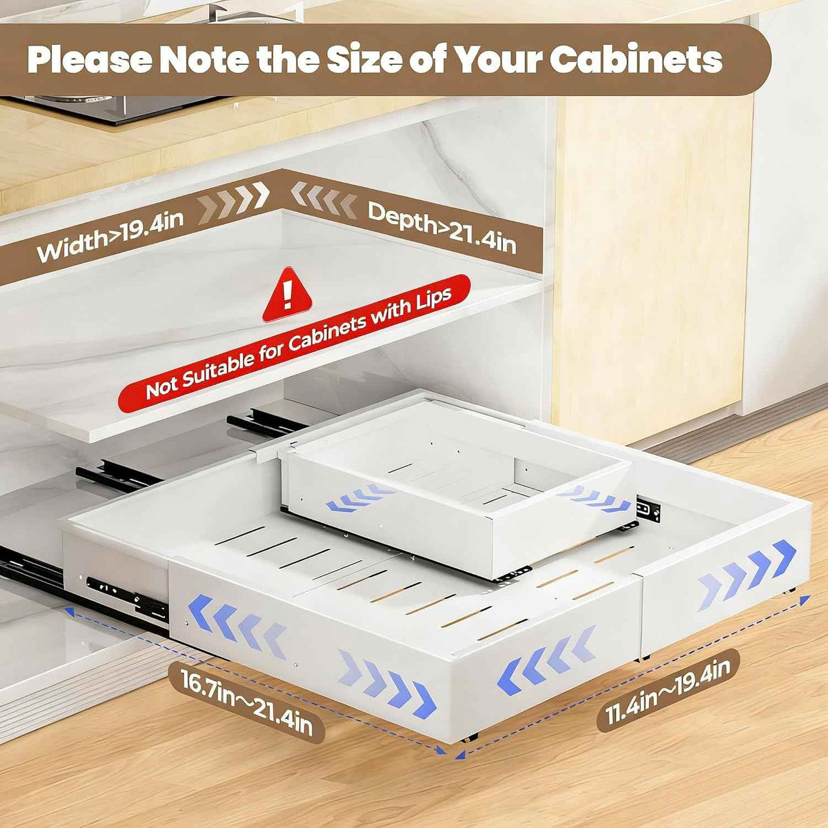 Dayacoco 2Pcs Expandable Pull Out Cabinet Organizers, 11.4"-19.4"W