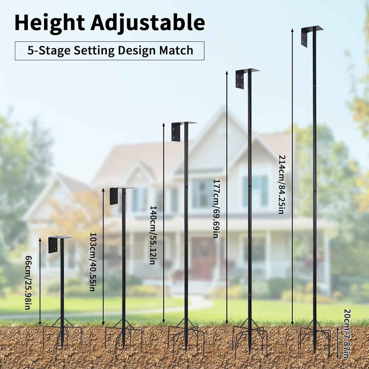 4 in 1 92 Inch Bird Feeder Pole with Squirrel Baffle | With Bath, Food Tray, 4 Hooks and Holds Cage, Metal, For Outdoors, Heavy Duty, Weatherproof