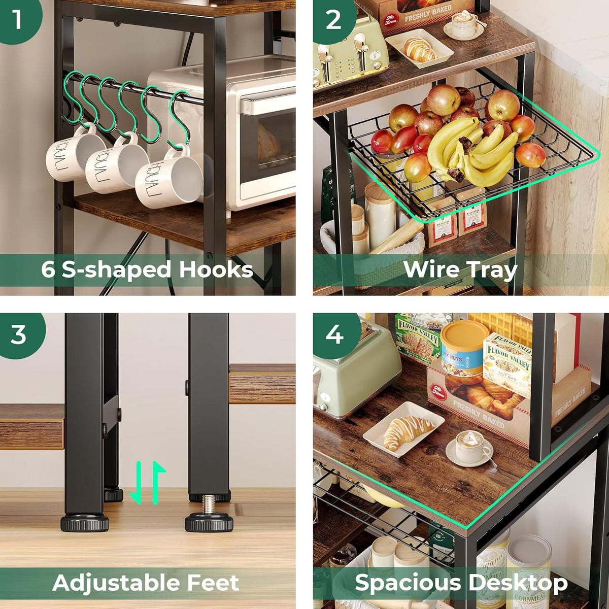 Wide Microwave and Coffee Station – Outlet, Basket and Hooks