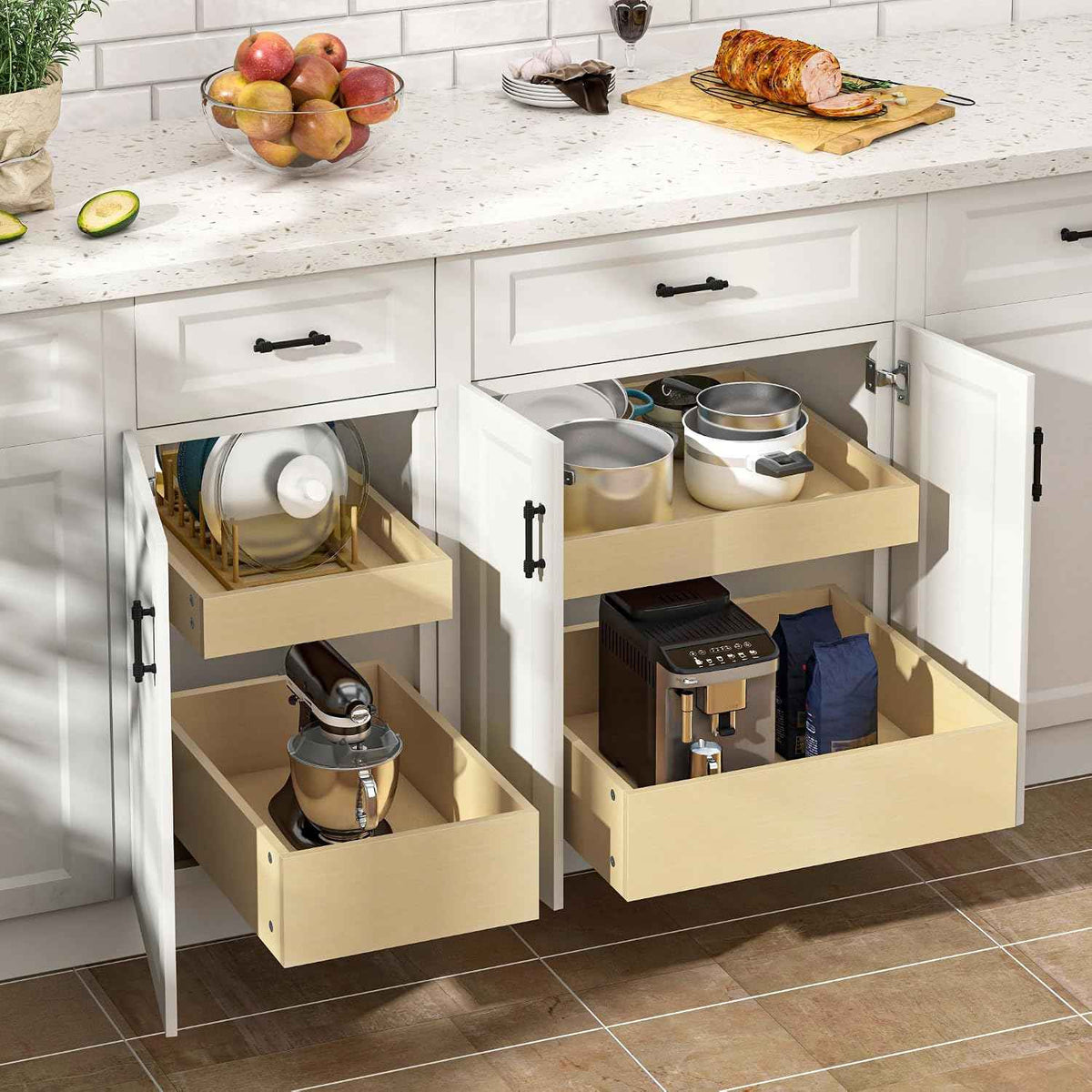 WelFurGeer Soft Close Pull-Out Cabinet Organizer, 11" W x 22" D