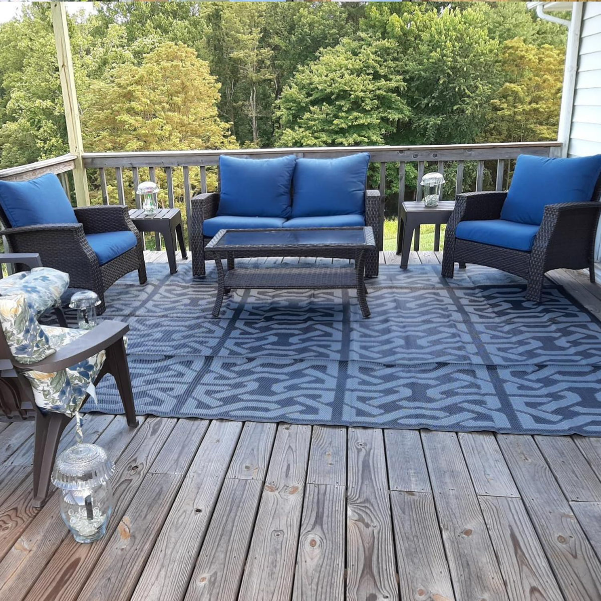Outdoor Seat Cushion Cover Set of 4, 24 x 24 x 4 Inch, Navy | Patio Cushion Covers Replacement Waterproof Backrest and Deep Seat Cushion Covers Set for Patio Furniture