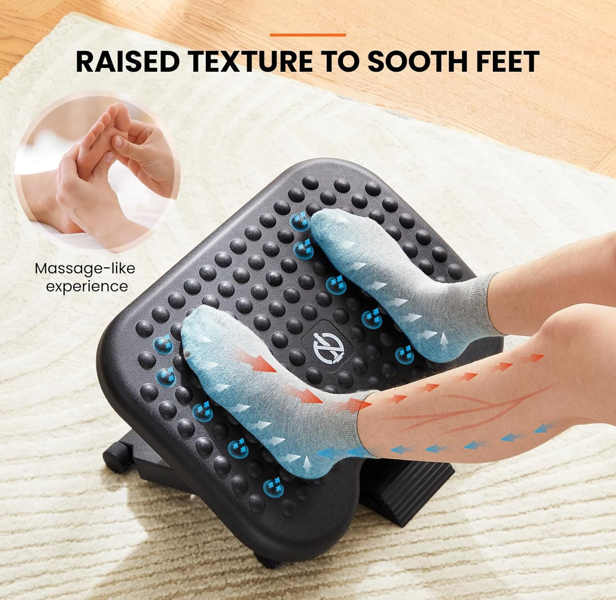 3-Level Adjustable Under-Desk Footrest with Massage Surface - Field & Nook