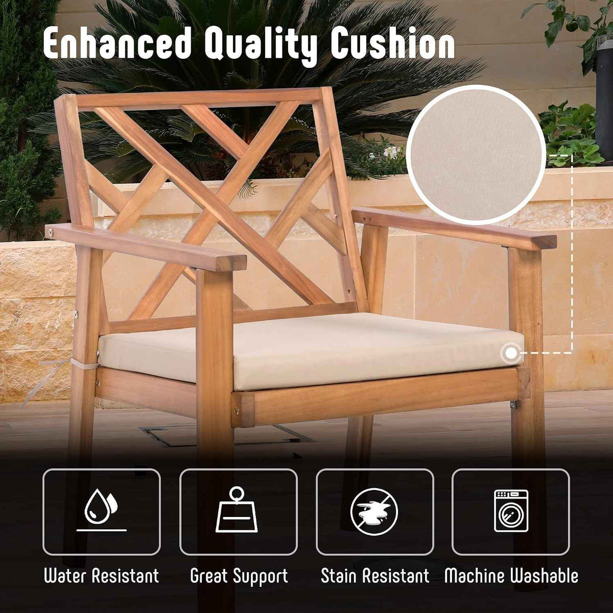 Werph 3-Piece Acacia Wood Outdoor Patio Furniture Set | Conversation