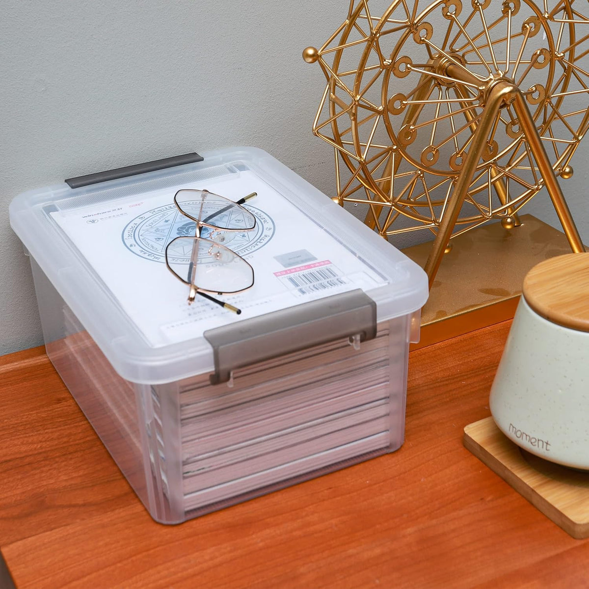 Citylife 4 Packs Small Storage Bins with Lids 3.2 QT Plastic Storage Containers for Organizing Stackable Clear Storage Boxes - Field & Nook