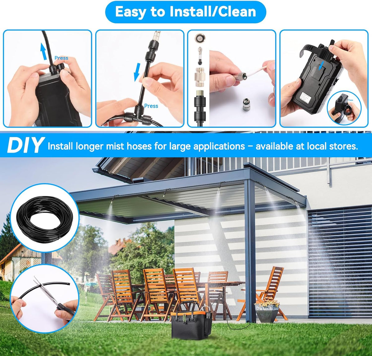 Portable Outdoor Misting System – 20 L Tank, 26 ft Hose