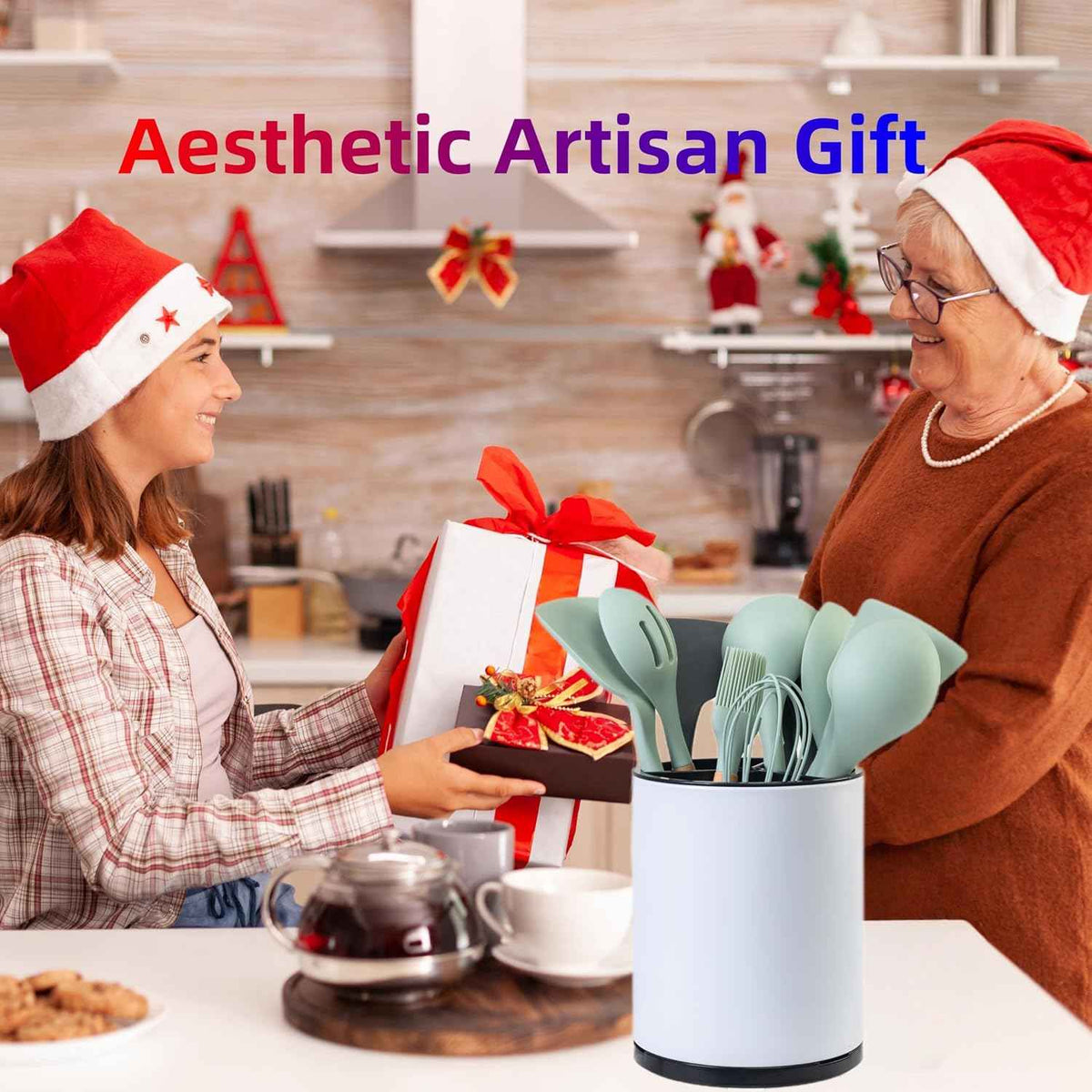 Extra Large Rotating Utensil Holder, White
