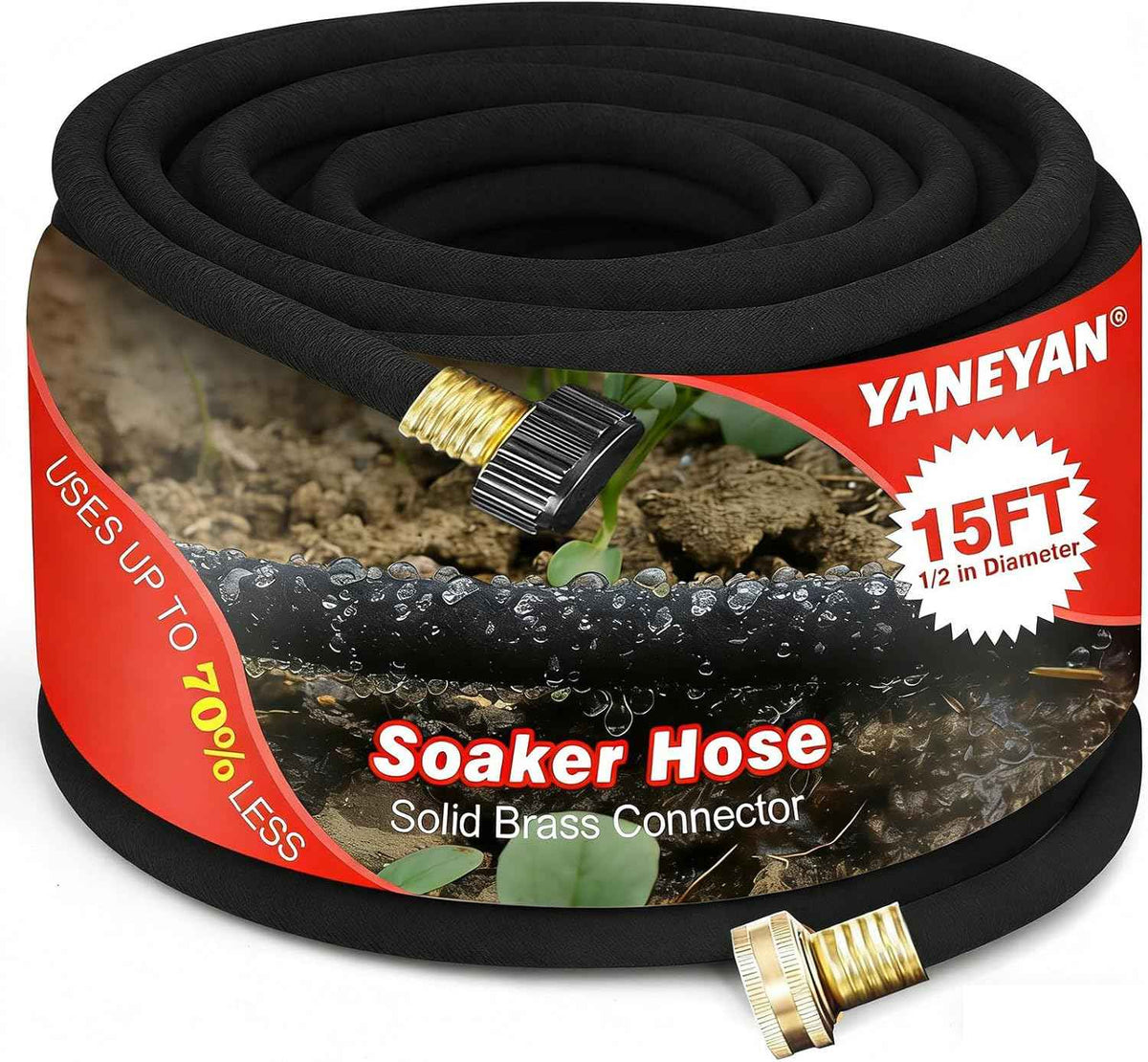 15 FT Soaker Hose 1/2" Heavy Duty Garden Hose to Save 70% Water Drip Irrigation Kit for Lawn/Yard Landscaping Beds
