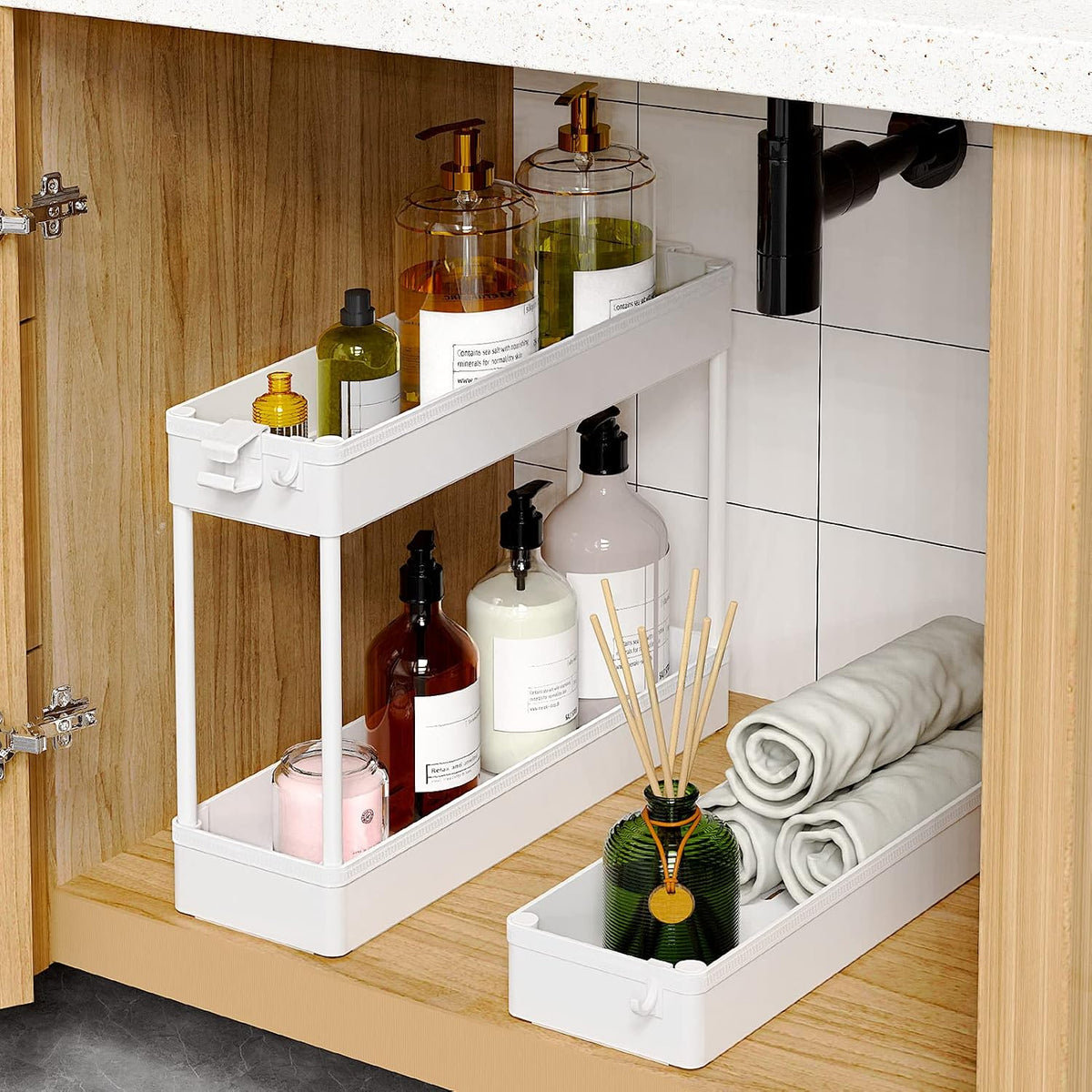 Slim Rolling Storage Cart – 3-Tier Bathroom Cart Organizer - Field & Nook