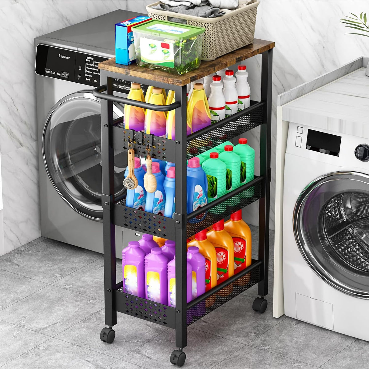 Vivihomety 4-Tier Laundry Utility Rolling Cart with Wheels - Field & Nook