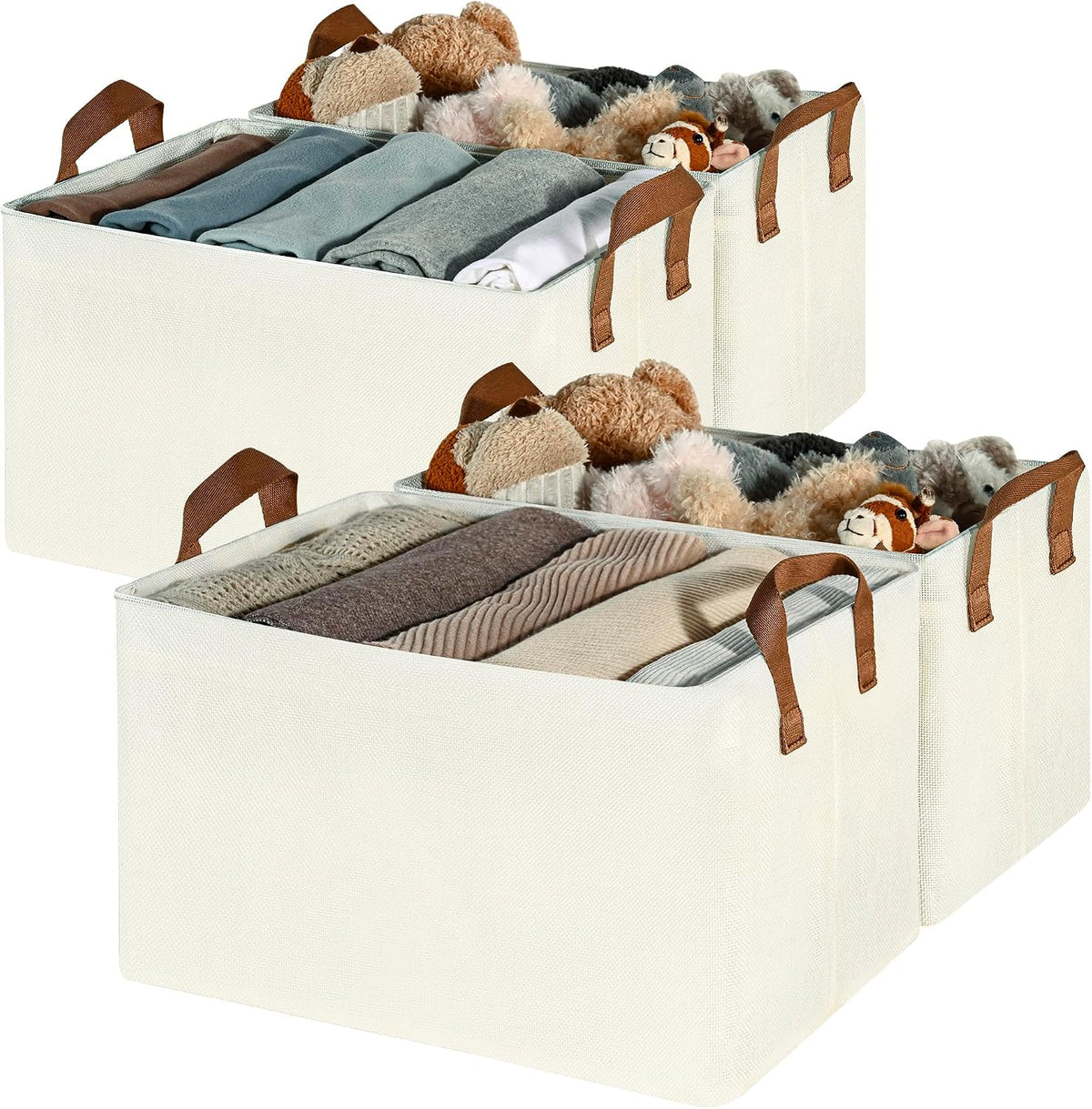 Closet Storage Baskets – Collapsible Fabric Storage Bins with Metal Frame - Field & Nook