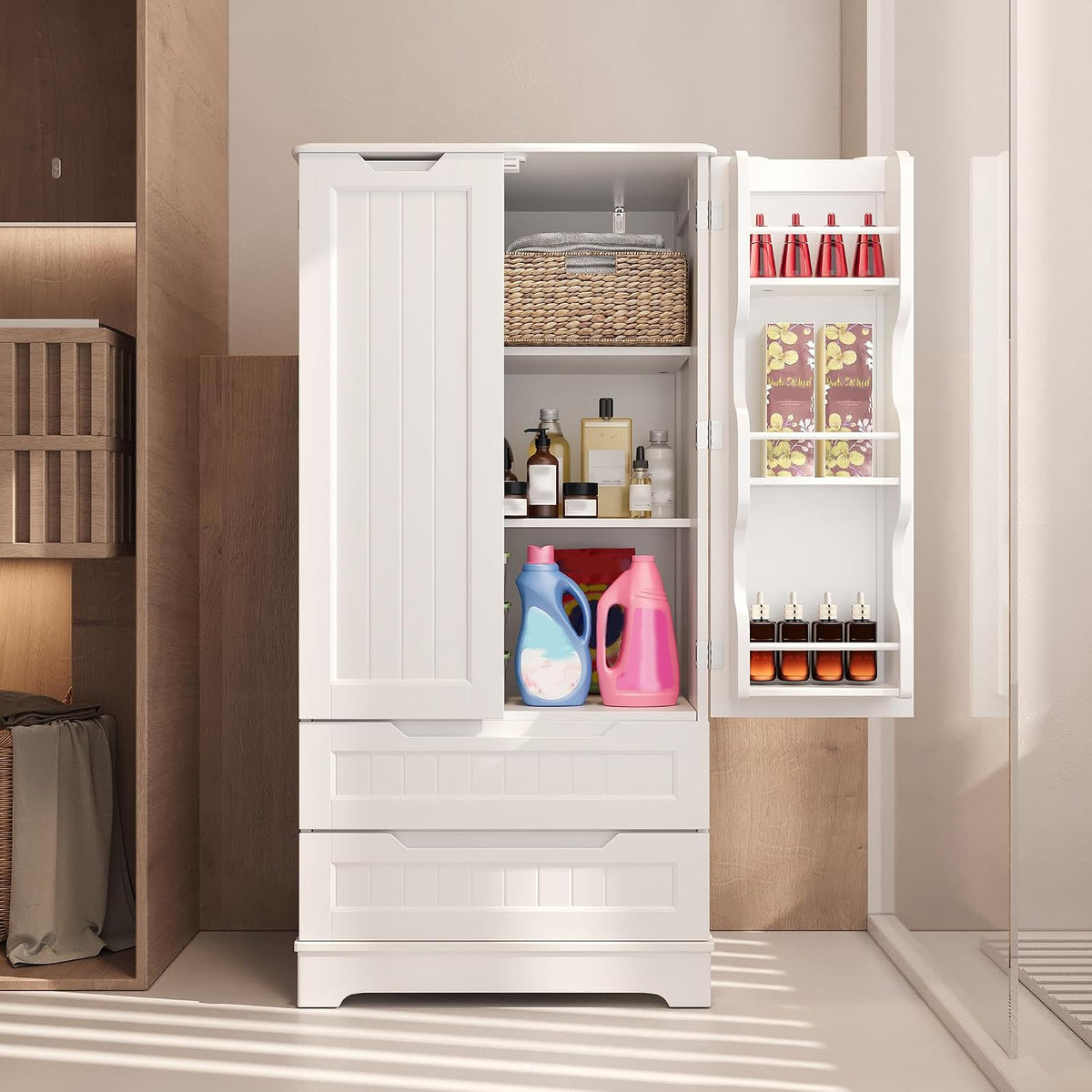 Freestanding Kitchen Pantry Cabinet – 47-Inch Adjustable Storage