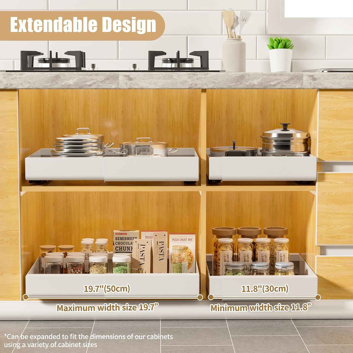 Pull Out Cabinet Organizer, 11.7"-19.7" Expandable Width