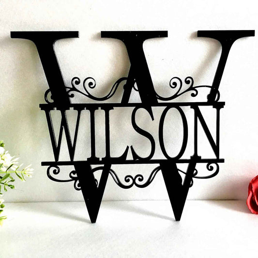 Personalized Metal Name Signs, Split Letter Monogram Wall Decor, Custom Last Name Sign, Family Name Sign for Outdoor, Personalized Wedding Gift, Garden Decor, Metal Wall Art, Housewarming Gift (MonogramDesign_12)