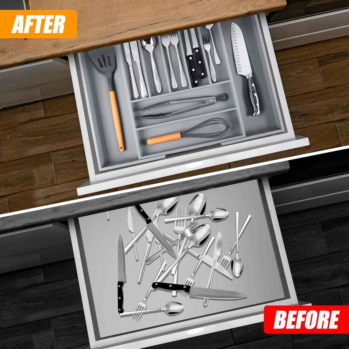 Extra Large Kitchen Silverware Drawer Organizer