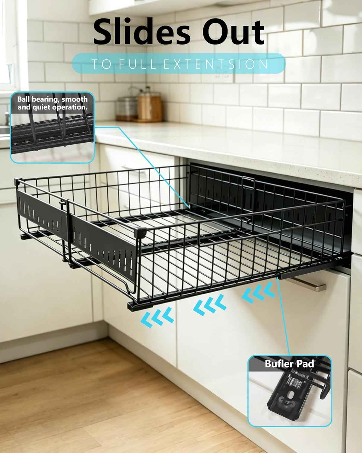 KimHong 2 Pack Pull Out Cabinet Organizer, 12.4"-19.5"