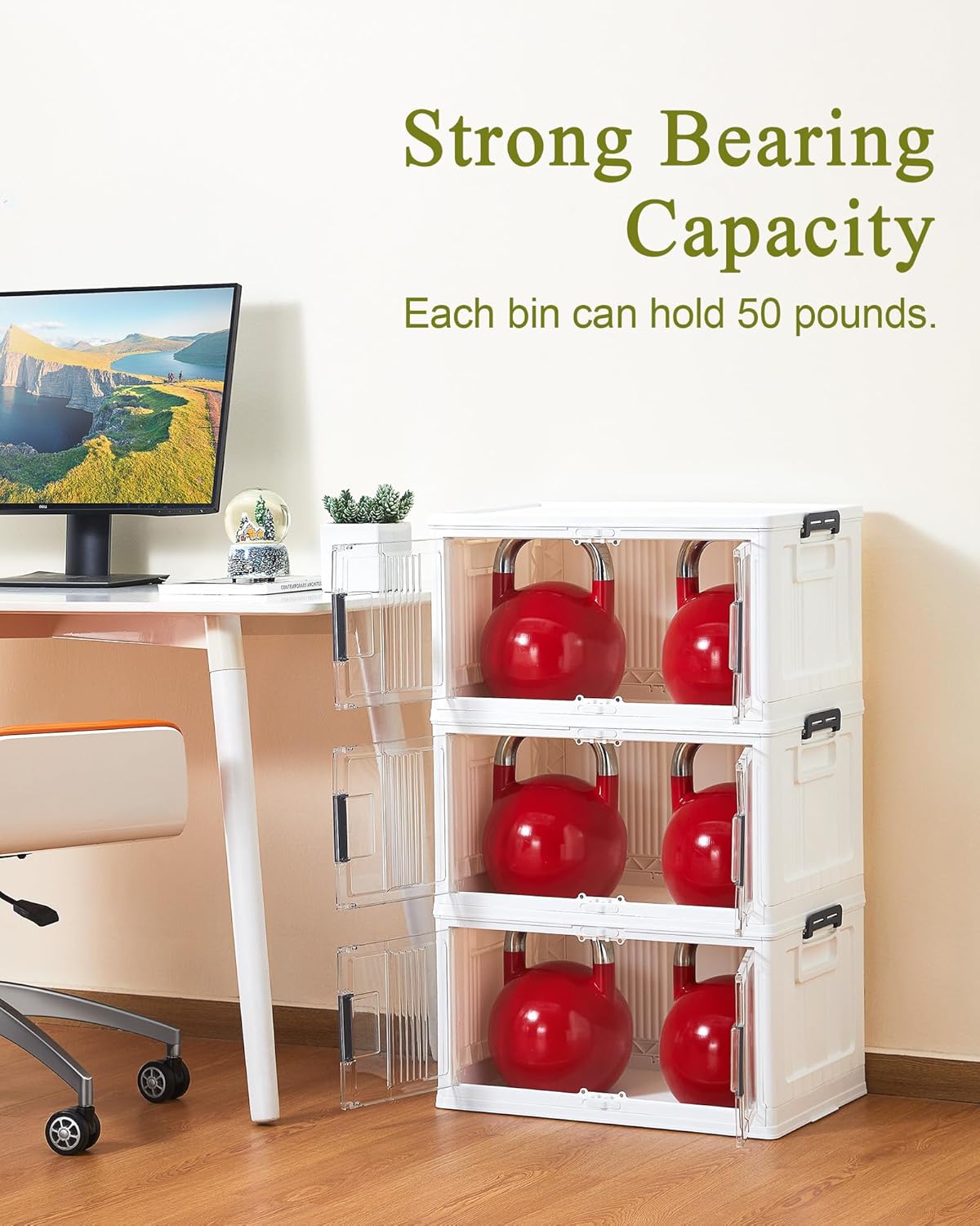 OlarHike 48QT Storage Bins with Lids for Home, Closet, Dorm, Room, 4 Pack | Multi-Lid, Lockable Cabinet, Doors & Wheels, Foldable & Collapsible, Stackable Organizers, Plastic Drawers & Box, School - Field & Nook