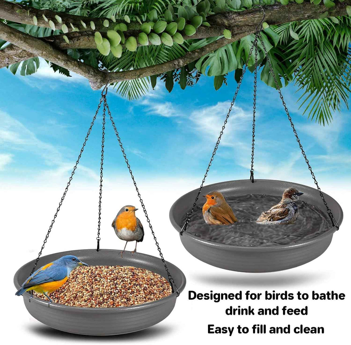 CARGEN Hanging Bird Bath Bowl - Window Bird Water Feeder Tray for Outdoors | Bird Bath for Outside, Garden Wildlife Feeding Plate for Patio Yard Decor, Gift for Bird Lovers, Backyard Bird Must Haves