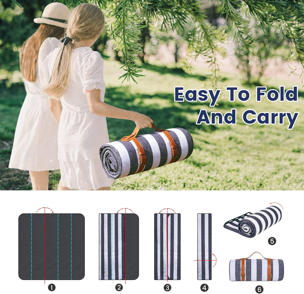 80-Inch Three-Layer Waterproof Picnic Blanket - Field & Nook