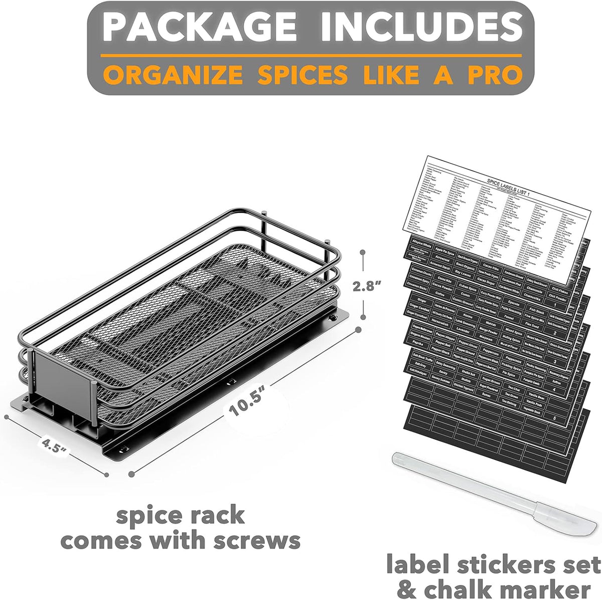 SpaceAid Pull Out Spice Rack Organizer for Cabinet, Heavy Duty Slide