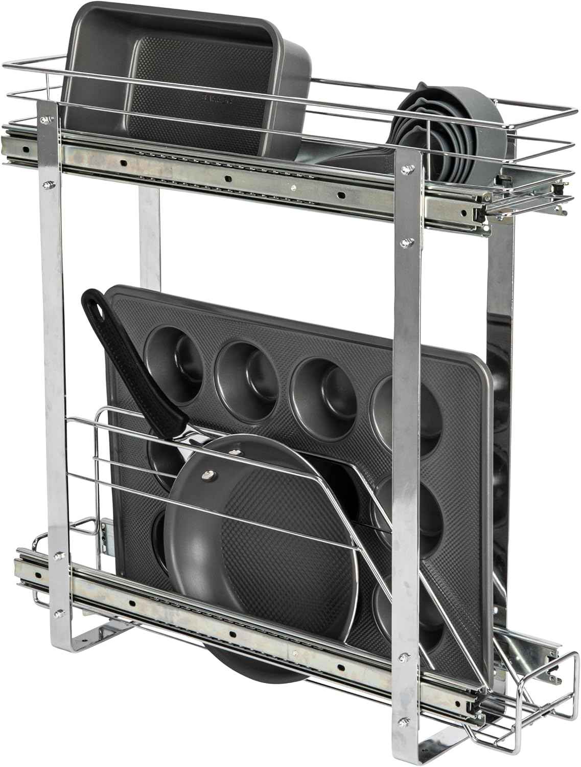 Household Essentials Glidez 2-Tier Pull-Out Organizer, Chrome