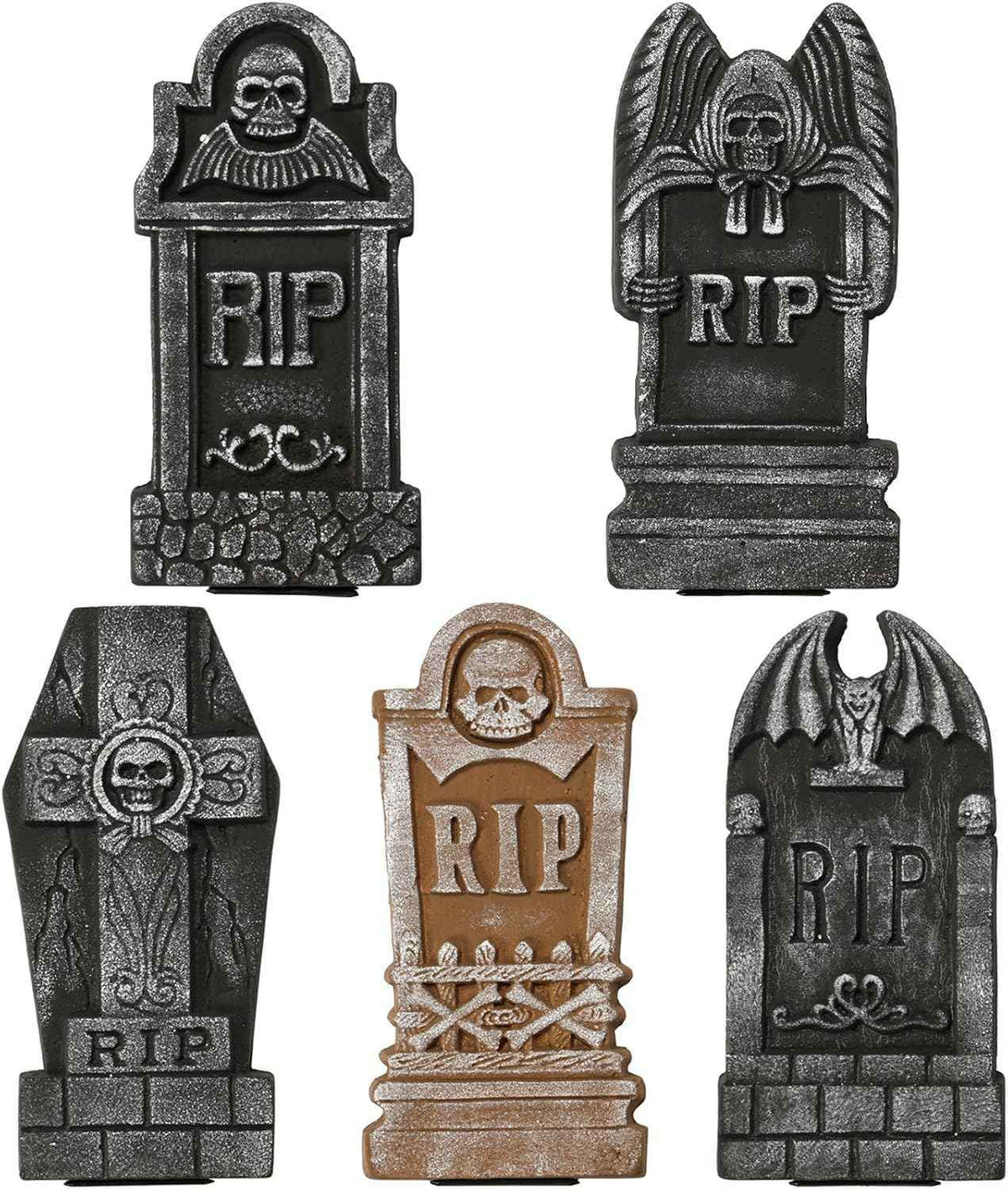 Sunnyglade Set of 5 Pack Halloween Foam RIP Graveyard Tombstones for Halloween Lawn Yard Decorations