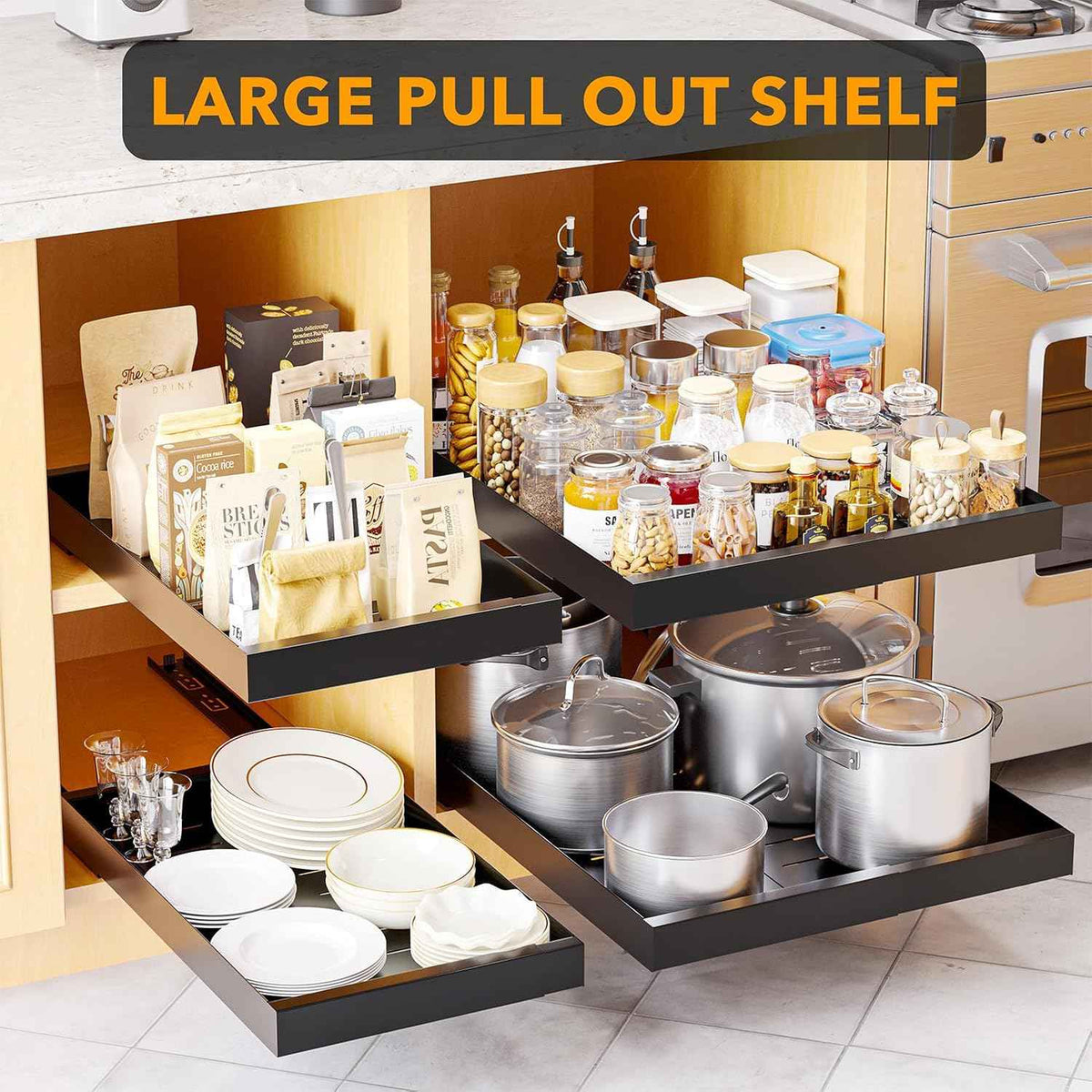 SpaceAid Pull Out Cabinet Organizer, 1 Pack, 11.8"-19.6"