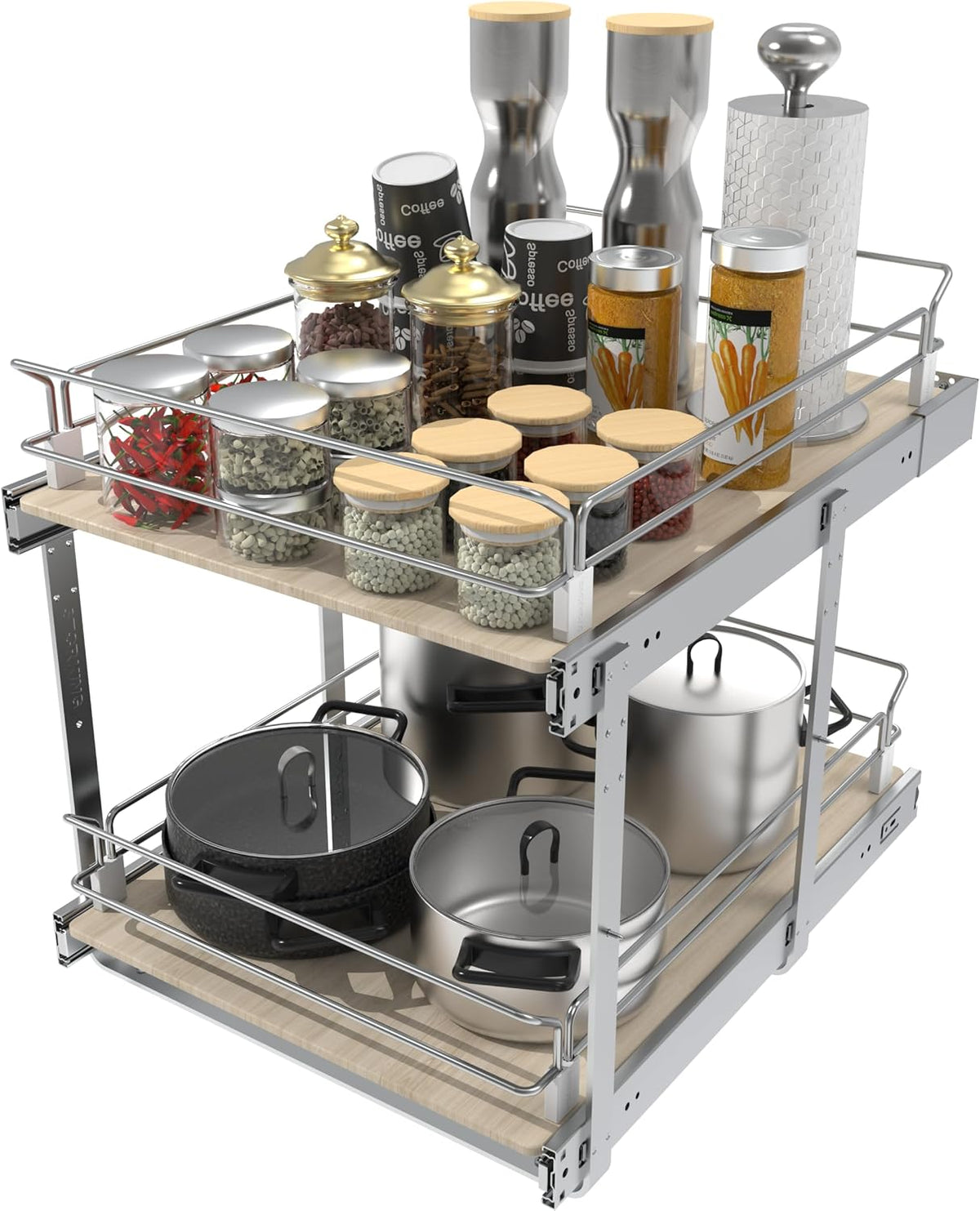 2-Tier Pull-Out Cabinet Organizer, 14.45" W x 22" D