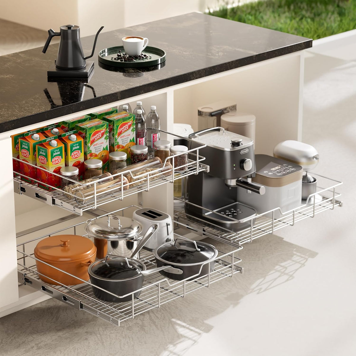 2-Tier Pull-Out Cabinet Organizer, 18" W x 22" D