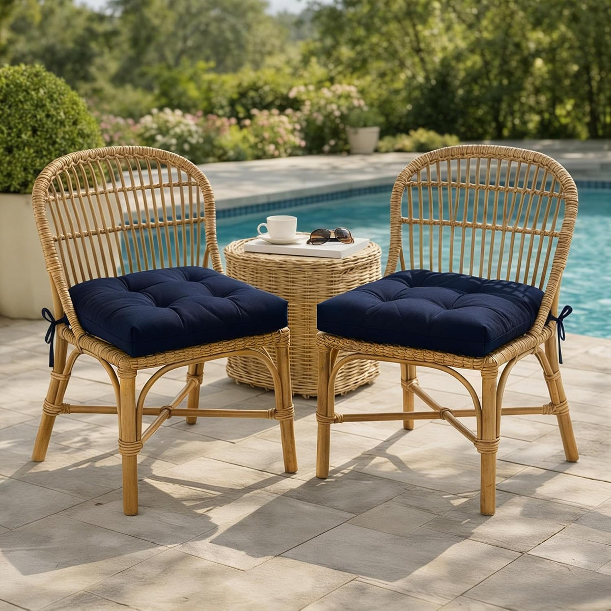 Water-Resistant Outdoor Chair Cushions – 19 in, 2 Pack