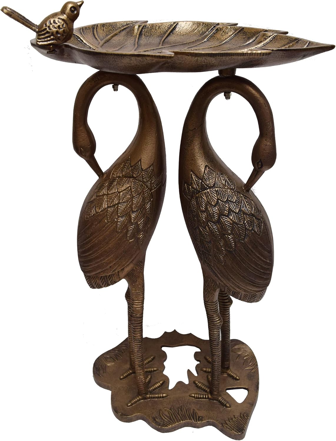 Oakland Living 5608-AB Antique Bronze Cranes & Lily Aluminum Birdbath