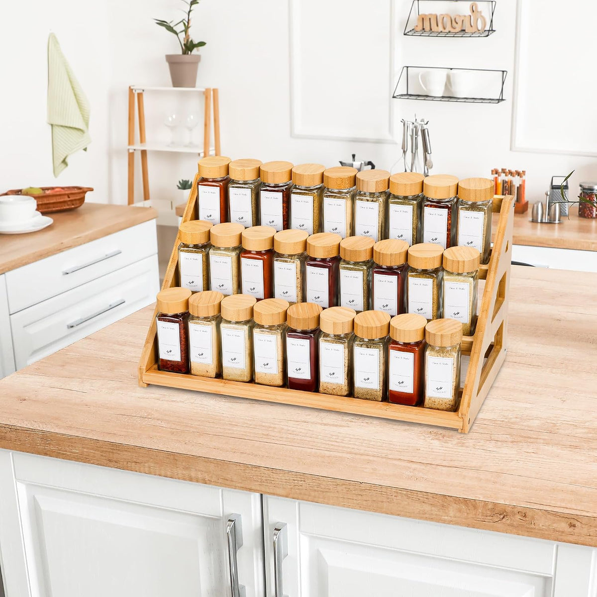 Spice Rack, Spice Organizer -3 Tier Bamboo Spice Racks, Solution for Spice Storage in Kitchens, Countertops，Storage Rooms and Other Places - Field & Nook