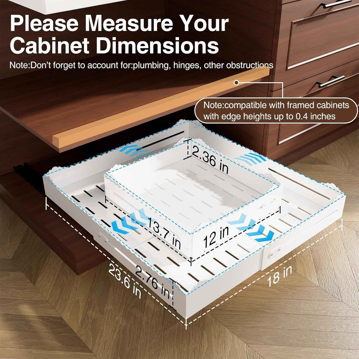 Expandable Pull Out Cabinet Organizer, 12"-18"W