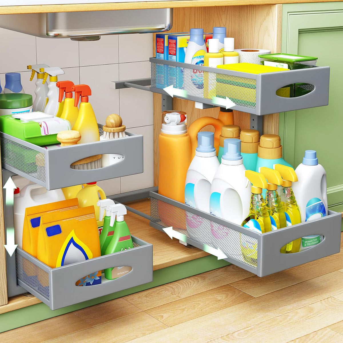 2-Tier Pull-Out Under-Sink Organizer – Grey - Field & Nook