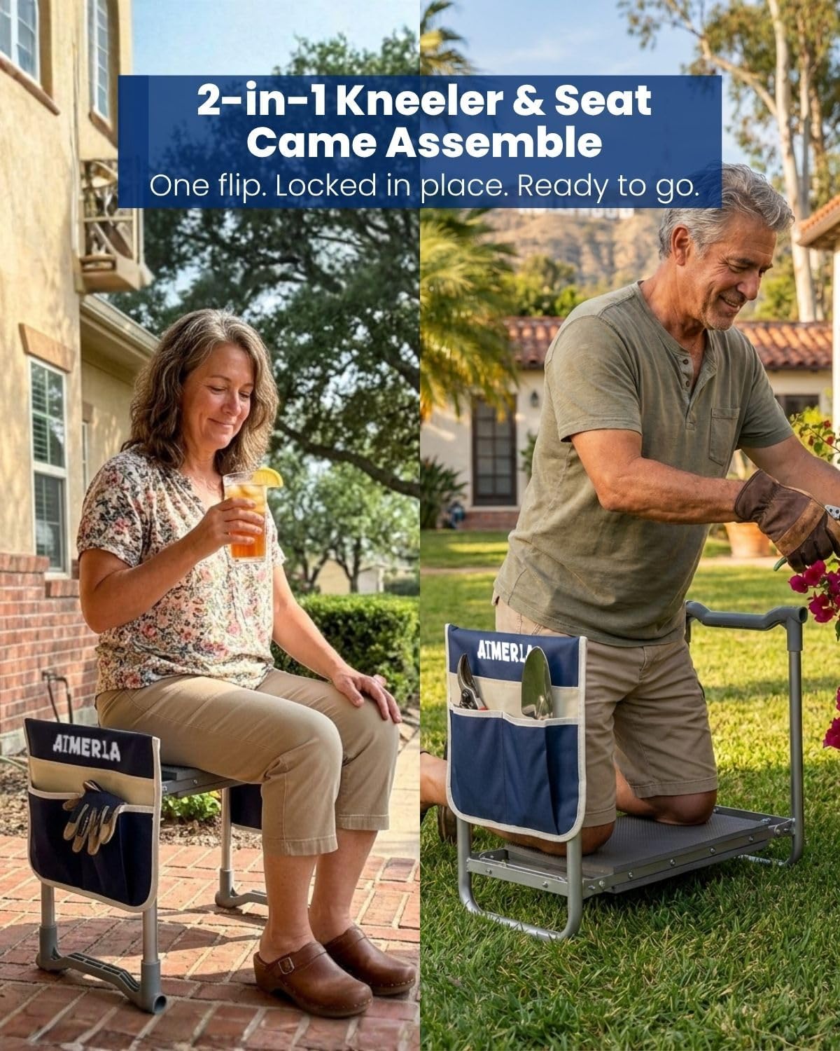 Heavy-Duty Folding Garden Kneeler with Wide Tool Bag - Field & Nook