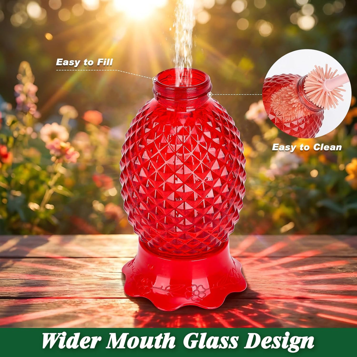 Glass Pineapple Hummingbird Feeders – 16 oz, 2 Pack