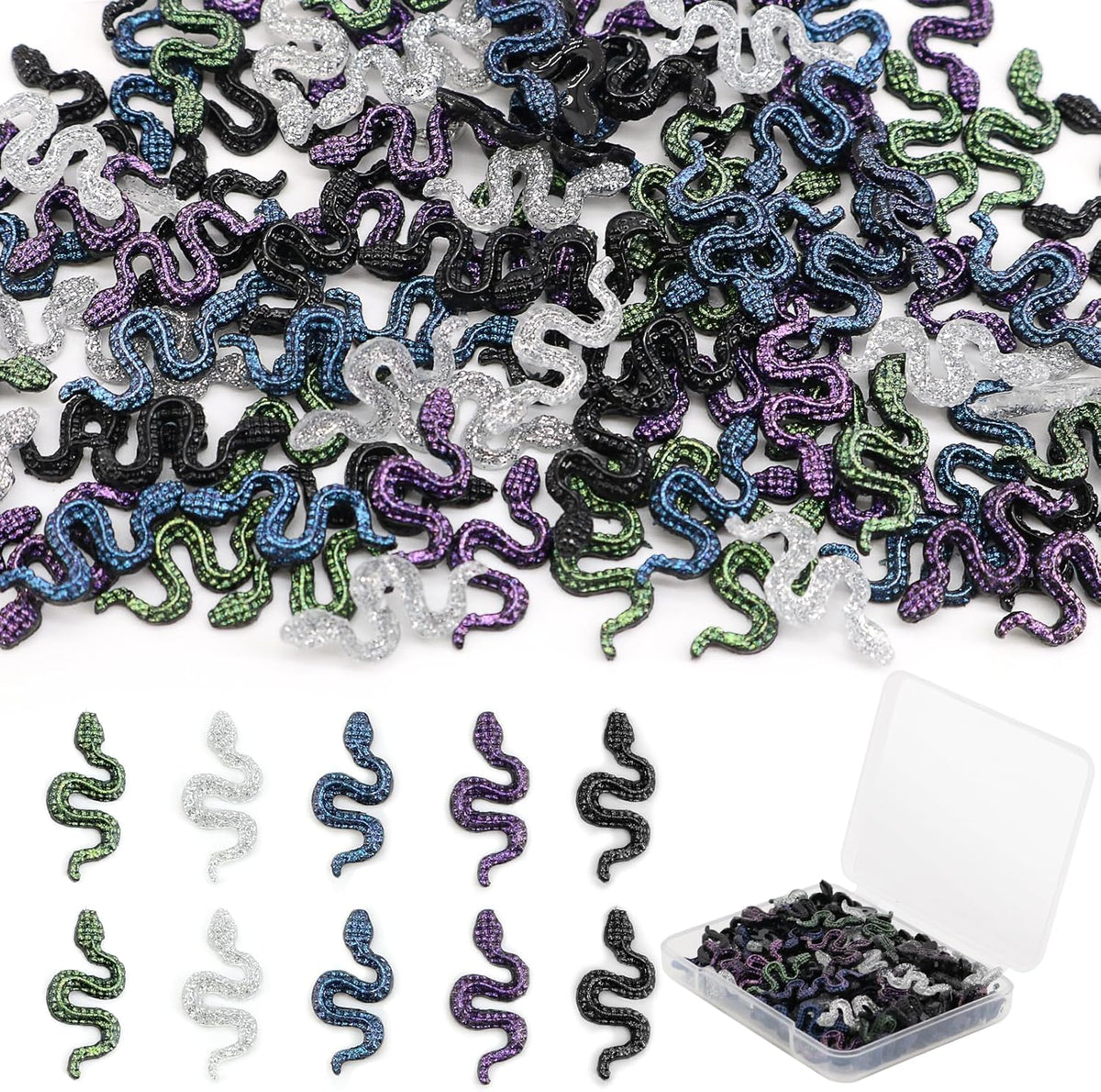 120Pcs Mini Resin Snakes, Miniature Halloween Tiny Snakes for Crafts, Micro Resin Animals Figurines for DIY Fairy Garden Dollhouse Micro Landscaping Decoration